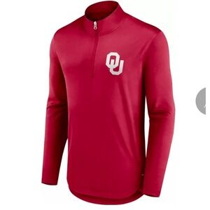 New Oklahoma Sooners Fanatics Red Quarter Zip Pullover Long Sleeve Shirt Mens SM